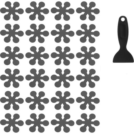 Autocollants Antidérapants pour Baignoire 3.15x3.15 Pouces, Gris24 Pack Flocon De Neige Autocollants De Sécurité pour Sol De avec Grattoir pour Baignoire Sol De