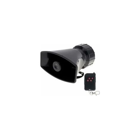 Alarme de voiture 12 V 20W avec 7 sons : klaxon, incendie, ambulance, circulation, police avec télécommande noire