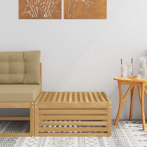vidaXL Pouf d'Extérieur Bois d'Acacia Massif Blanc 79 x 79 x 37 cm