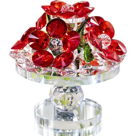 Figurine en cristal rouge en forme de fleur en verre à collectionner, décoration d'intérieur, centre de table (1/4)