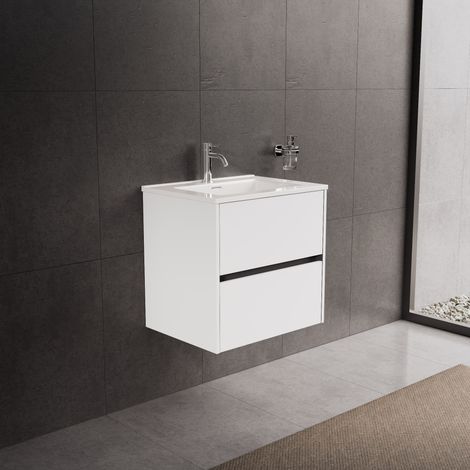 Inda - Mobile bagno 60 cm Bianco opaco  con 2 cassetti e lavabo (1/5)