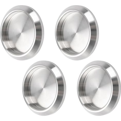 Lot de 4 poignées de porte de placard auto-adhésives en acier inoxydable - Poignées de porte de placard de cuisine encastrées - Poignée de porte invisible - Gris (1/5)