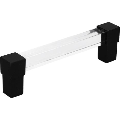 Schubladengriff aus Kristallacryl, für Küchenmöbel und Schränke, 128 mm Lochabstand, schwarz (1/5)