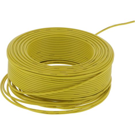 Fil électrique BVV-1x1 gainé PVC 7 conducteurs 100m/328ft 300V jaune, câble rigide monobrin pour installation intérieure (1/5)