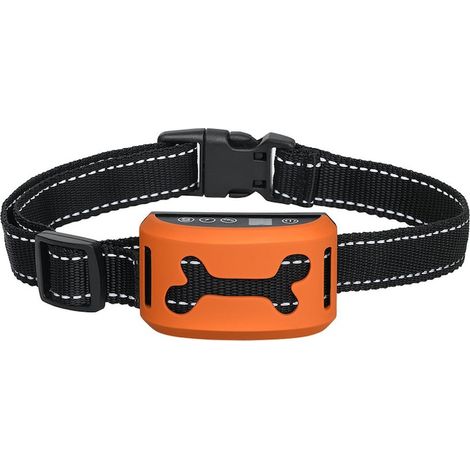 Collier anti-aboiement rechargeable électrique avec télécommande, 7 niveaux, 3 modes son vibration impulsion, résistant eau
