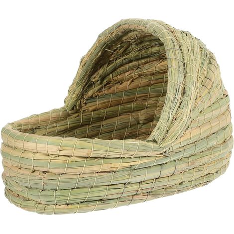 Nid Tissé pour Poule, Forme Pantoufle 28cm en Paille Vert Clair, pour Poulailler et Ponte, Facile à Nettoyer, Chaleur et Sécurité, Cabane Tressée (1/5)