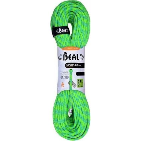 Cuerda de escalada Beal Opera de 8,5 mm y 50 m con cubierta impermeable Unicore - Verde