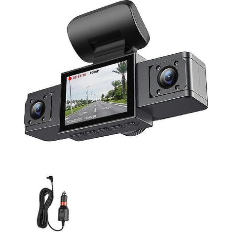 Caméra embarquée pour voiture avec enregistreur vidéo, 3 objectifs, surveillance de stationnement 24h/24 et vue arrière. (1/5)
