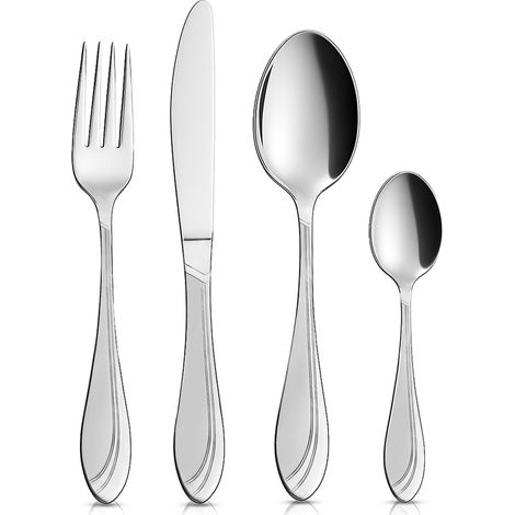 Juego de cubiertos de acero para 6 personas, cubiertos para la cena, para la cocina, 24 elementos. (1/5)