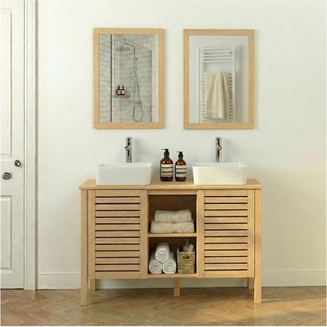 Mueble doble vasca L.120 x H.78 x P.50 cm chapa roble Azzura