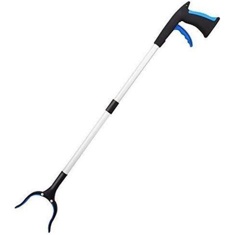 Outils de Ramassage, 32" Pince Extension Pliable, Outil d'aide Handicapé en Aluminium avec Pince Rotative en Caoutchouc, Extension à Bras Long pour Ramasse-Déchets- Bleu (1/5)