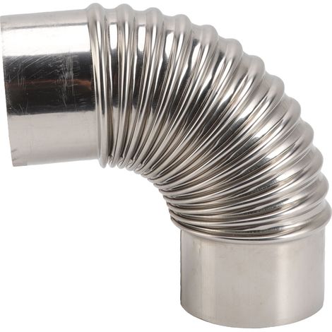 Coude en acier inoxydable pour conduit de cheminée de poêle, coude à 90 degrés, adaptateur de conduit de cheminée (1/5)