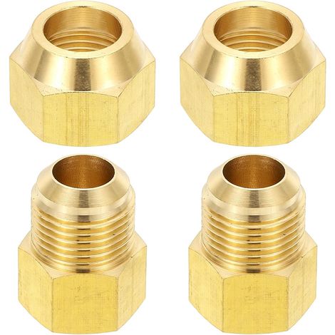 2pcs Raccords de Tube en Laiton, Femelle 1/2" x Mâle 5/8", Apdateur d'Accouplement à 45 Degrés avec Écrou Bride, Raccord Tuyau HVAC Climatisation Plomberie Gaz - Flare Female 5/8" Male (1/5)