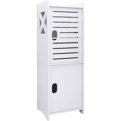 Petite armoire de salle de bain, armoire de salle de bain peu encombrante, armoire de rangement en PVC blanc, pour bureau de salle de bain de cuisine,24x 20x75cm (1/5)