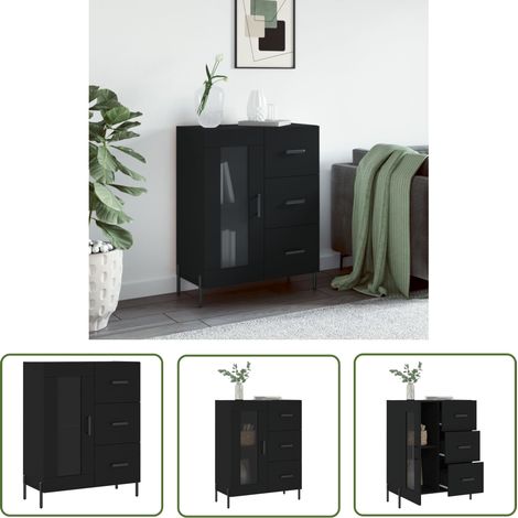 Furniture Limited - Buffet noir 69,5x34x90 cm bois d'ingénierie (1/5)