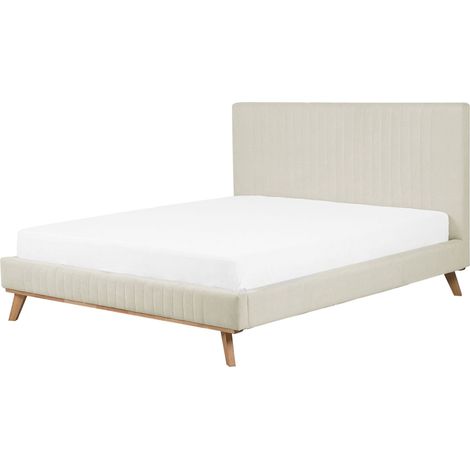 Bed Chenille TALENCE 160 x 200 cm (EU King Size) Light Beige