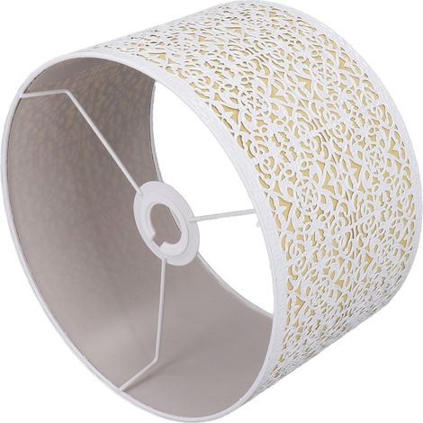 Hohler Metalllampenschirm für Tischlampen, kompatibel mit E27- und E14-Fassungen, Kupferblumenmuster, weiß-gelbe Innenauskleidung. (1/5)