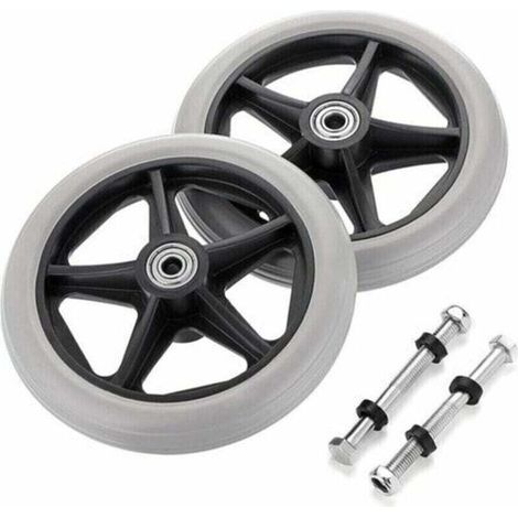 Roues fauteuil roulant  Remplacement roues  2pcs 6 pouces, caoutchouc, anti-dérapantes  Propriétaires de fauteuils roulants/rollators