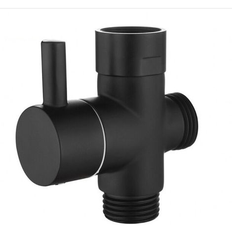 GROOFOO Déviateur à 3 Voies le Laiton Vanne D'arrêt 3/8”-12/17 Adaptateur pour la Ligne D'eau de Toilette,Noir (1/5)