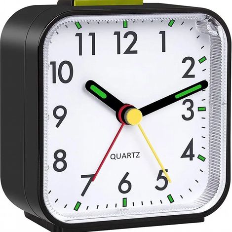 Réveil analogique silencieux, silencieux, avec fonction de sieste, fonction d'éclairage et fonctionnement sur batterie, portable (1/5)
