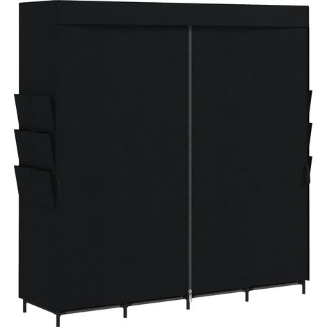 Armadio Salvaspazio 170x45x167 cm con 5 Aste 4 Ripiani 6 Tasche Laterali in Tessuto Nero (1/5)