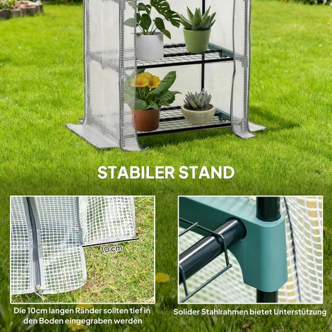 Serre en aluminium blanc, mini-serre froide, 4 tablettes, 70 x 50 x 160 cm, châssis de jardin (1/4)