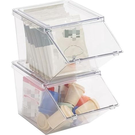Supports pour dosettes de café et sachets de thé – Lot de 2 – Grands paniers empilables – Organiseurs de bar multifonctionnels pour cuisine (1/5)