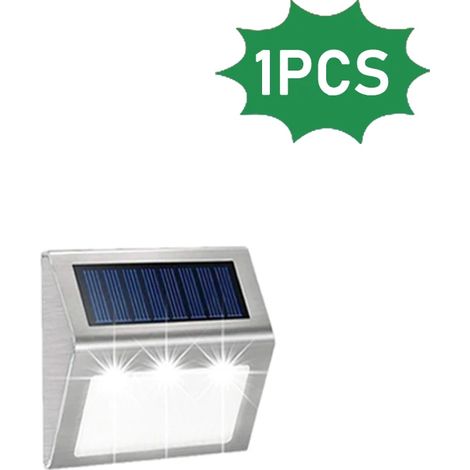 (Blanc - 1 pièce) Lampe solaire étanche pour terrasse, en acier inoxydable, compatible avec les escaliers, allées, patios et jardins. (1/5)