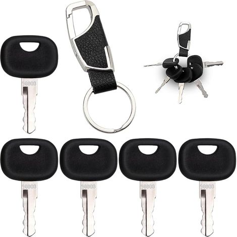 5 Pièces 14603 Clé de Contact, Clés D'allumage de Rechange Compatibles, avec Porte Clés, Compatible avec Mini Pelle Chariot Élévateur Chargeuse Sur Pneus