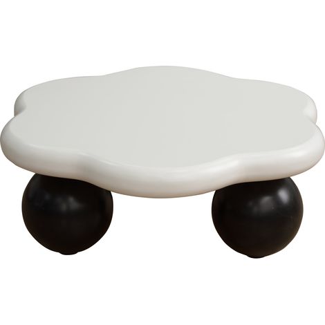 Wolken-Couchtisch 79 cm weiß-schwarz aus MDF mit kugelförmigen Beinen (1/5)