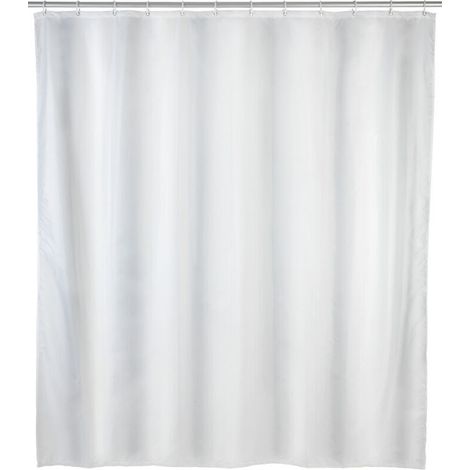 Rideau de douche blanc pur, 240 x 180 cm, lavable en machine et imperméable, comprend 16 anneaux de rideau de douche en plastique blanc, matériau polyester, 240 x 180 cm, blanc. (1/5)