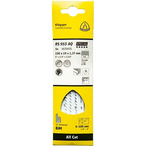 KLINGSPOR BRZESZCZOT DO PIŁY SZABLASTEJ 150x19x1,27mm RS 953 AQ /5szt.