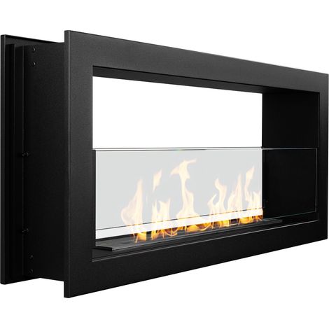 Camino a Bioetanolo Guardea, Caminetto Capacità 1.5 lt, Superficie Riscaldabile 30 m2, Potenza (kw) 3, 90x15x40h cm Nero