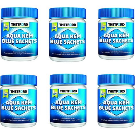 Pack de 90 sachets Aqua-Kem Bleu – Traitement des matières – Sachets hydro solubles pour vidange – Désagrège matières et papier toilette – Thetford (1/2)