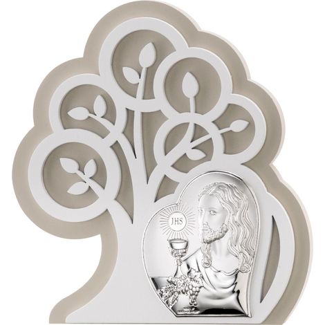Cuadro santa comunión, recuerdo de primera comunión en plata con grabado  Tamaño: 14x15,5 cm  SKU: VL81402/1L