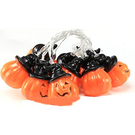 Guirlande Lumineuse Citrouille - LED Blanc Chaud - Décoration Halloween Noël Intérieur Extérieur - Fonctionne Sur Piles - 3D (1/5)