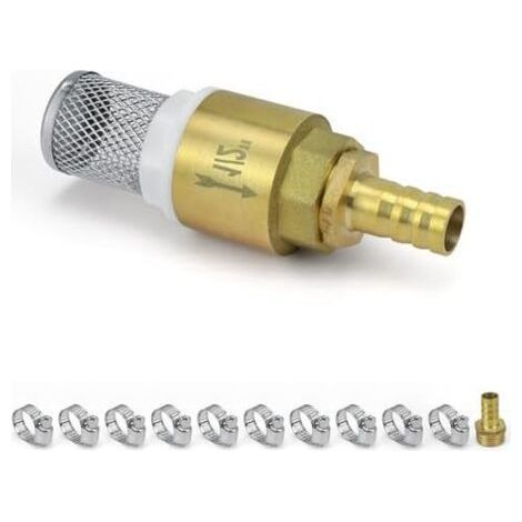 Crépine Aspiration, Laiton Clapet Anti-Retour avec Crépine, 1/2 Pouce Crepine Anti Retour, 2 Raccords D'eau, Convient pour L'arrosage du Jardin et de la Piscine - (1/5)