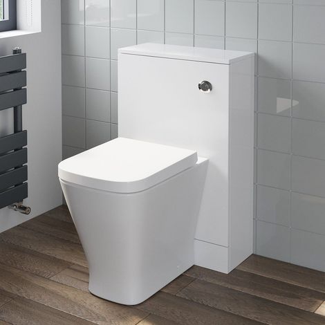 500mm Bathroom Toilet Soft Close Seat Back To Wall Cistern Furniture Unit White (1/5)