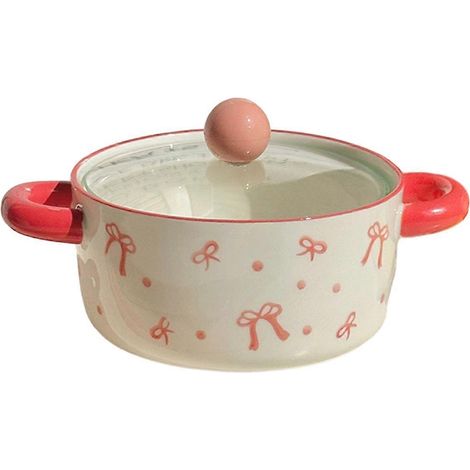 Keramik-Schüssel für Instantnudeln mit Deckel, elegante Instant-Nudelschüssel mit zwei Griffen, Deckel und großem Fassungsvermögen A (1/5)