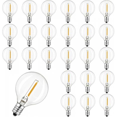 25 Pack G40 Ampoules LED Globe Glass Remplacement, étanchéité IP44, blanc chaud, pour guirlande lumineuse 0,6 W 220-240V E12 2200K Ampoules Extérieur Ordre contient pas de chaîne légère (1/5)