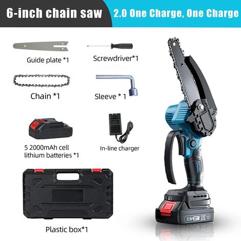Scie à chaîne électrique Portable de 6 pouces, coupe-bois pour arbre, outil électrique de jardinage, Compatible avec 1 batterie (1/5)