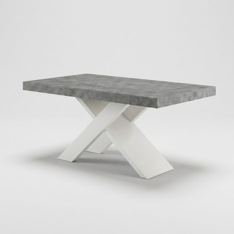 Tavolo allungabile pranzo 12 persone gambe bianche 160/260x90 Roma - Grigio Scuro
