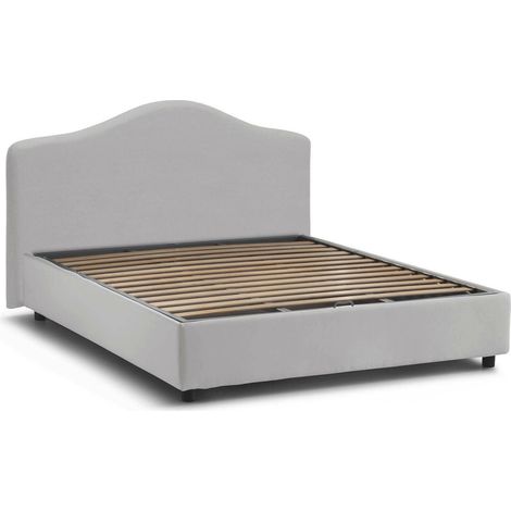 Talamo Italia Cama matrimonial Angiolina, Cama contenedor con revestimiento de tela, 100% Made in Italy, Apertura frontal, adecuado para colchón Cm 160x190, Blanco, con embalaje reforzado