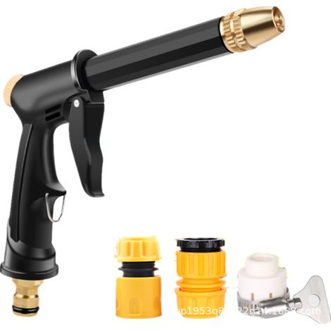 Bardusch-Pistolet à eau haute pression avec buse haute pression, utilisé pour l'arrosage des plantes, le nettoyage et le lavage des voitures, pistolet à eau long + 3 connecteurs (tuyau d'eau non inclu (1/5)