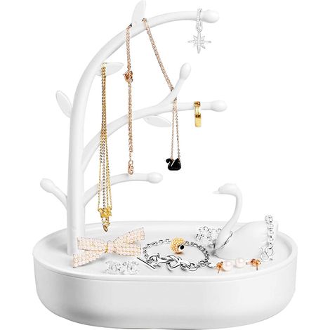 Coffret à bijoux avec porte-colliers et rangement pour bagues, boucles d’oreilles et bracelets, cadeau élégant (1/5)