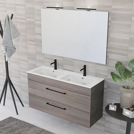 Mobile bagno sospeso 120 cm Smart olmo/lava con specchio (1/5)