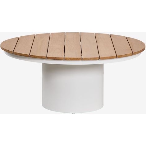 SKLUM Runder Gartencouchtisch Ø90 cm aus Teakholz und Aluminium Anturio              Teakholz                      (1/5)
