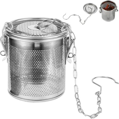 1 passoire à épices, boule à épices pour la cuisson, convient pour braiser la viande, préparer des soupes et infuser du thé, acier inoxydable, argent (1/5)