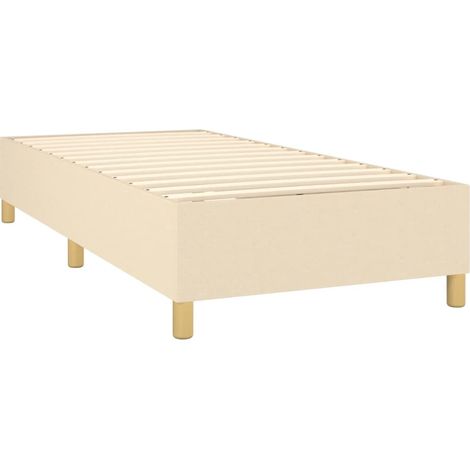 Somier de láminas sobre patas estructura cama 90x190 cm tela crema TDL0207242