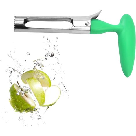 Apfelentkerner, professioneller Edelstahl-Entkerner 18 cm, Apfel- und Birnenschäler mit gezahnter Klinge, ergonomischer ABS-Griff, multifunktional - ideal für Küche, Ananas und Obst (Grün) (1/5)